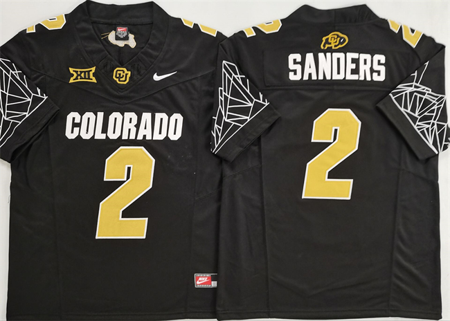 Men's Colorado Buffaloes #2 Shadeur Sanders Black With XII Patch 2025 F.U.S.E Stitched Football Jersey